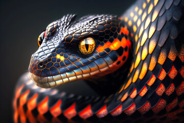 Fototapeta premium close up of a coral snake. Generative KI