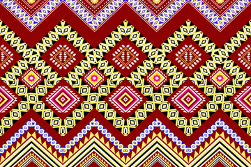 Ethnic geometric oriental traditional with elements seamless pattern. designed for background, wallpaper, clothing, wrapping, fabric, Batik, decorating, embroidery style, vector illustration