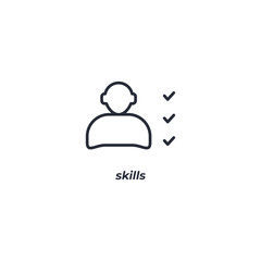 Vector sign skills symbol is isolated on a white background. icon color editable.
