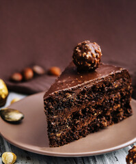 Chocolate cake or dark chocolate cake ,piece of cake
