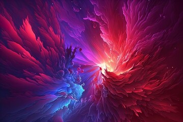 Abstract epic universe background with space clouds with shine in purple red blue colors. - obrazy, fototapety, plakaty