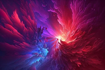 Foto op Canvas Abstract epic universe background with space clouds with shine in purple red blue colors. © Aleksey