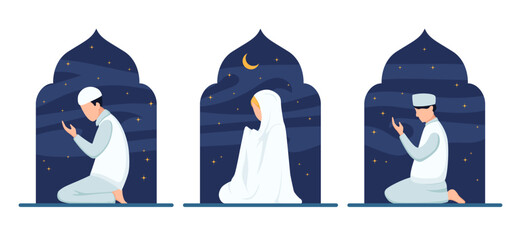 Obraz premium Ramadan Scene Bundle Flat Design