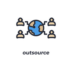 Vector sign outsource symbol is isolated on a white background. icon color editable.