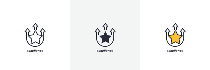 excellence icon. Line, solid and filled outline colorful version, outline and filled vector sign. Idea Symbol, logo illustration. Vector graphics