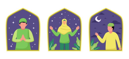 Ramadan Scene Bundle Flat Design