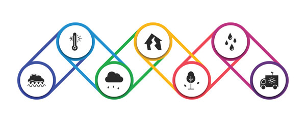 weather filled icons with infographic template. glyph icons such as temperature, earthquake, drops, foggy, drizzle, autumn, meteorology vector.