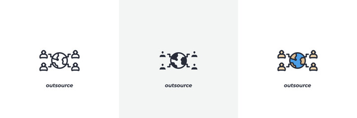 outsource icon. Line, solid and filled outline colorful version, outline and filled vector sign. Idea Symbol, logo illustration. Vector graphics