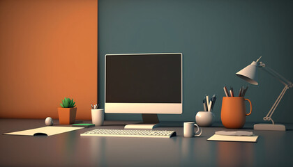 calm modern office desk generative ai