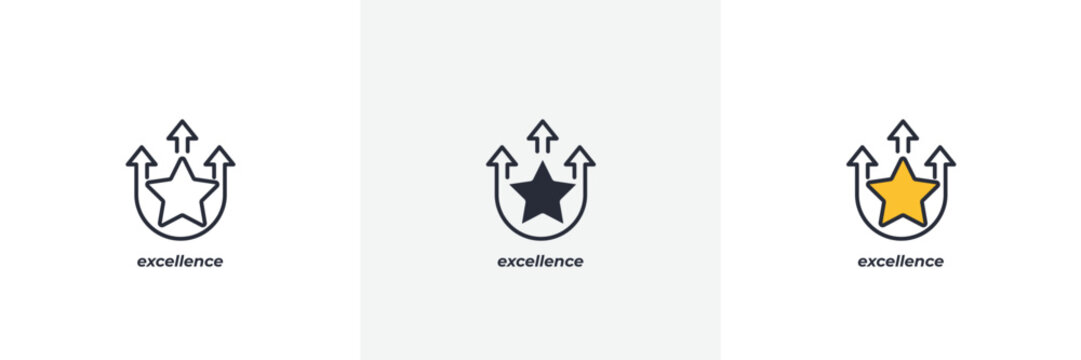 Excellence Icon. Line, Solid And Filled Outline Colorful Version, Outline And Filled Vector Sign. Idea Symbol, Logo Illustration. Vector Graphics