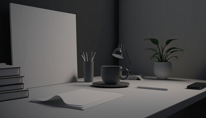 luxury home office design with comfortable sofa and modern furniture