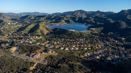 Aerial Vista of Las Virgenes Reservoir, Westlake Village, Ventura County