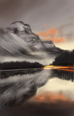 Nature illustration, mountains, lake, background, landscape