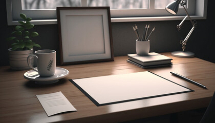 clean modern minimal business office desk generative ai