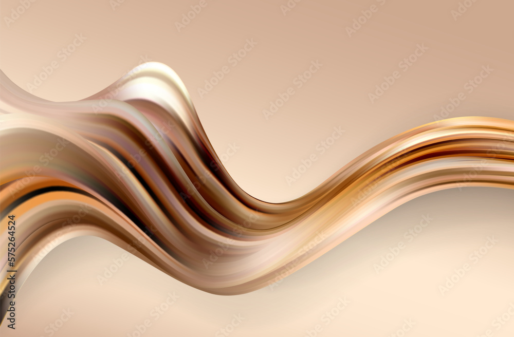 Poster abstract beige brown gold swirl wave background. flow liquid lines design element