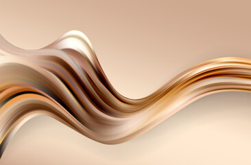 Abstract beige brown gold swirl wave background. Flow liquid lines design element