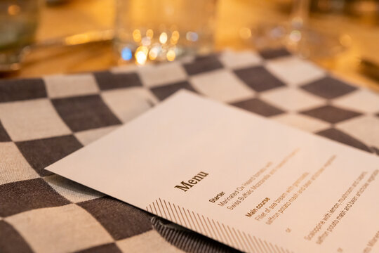 Menu on a table