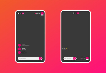 Livestraem interface mock up. Realistic social media live streaming frame.