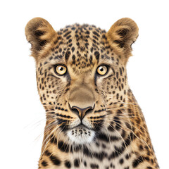 leopard face shot , isolated on transparent background cutout , generative ai