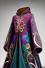 Colorful Arabian Abaya design illustration 