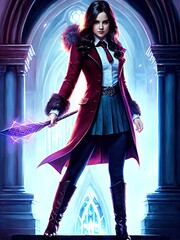 Stylish and beautiful girl wearing academy uniform. Great for urban fantasy, goth, vampire and romance. 
