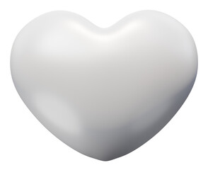 3d illustration white colour love heart shape icon sign symbol. 3d rendering 