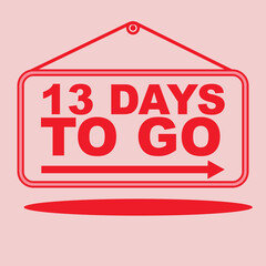 Days to go sign label vector art in red design style illustration with hanger, good font and bright red color