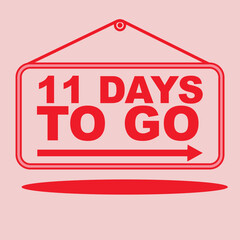 Days to go sign label vector art in red design style illustration with hanger, good font and bright red color
