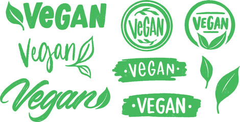 Hand drawn Vegan Signs Lettering