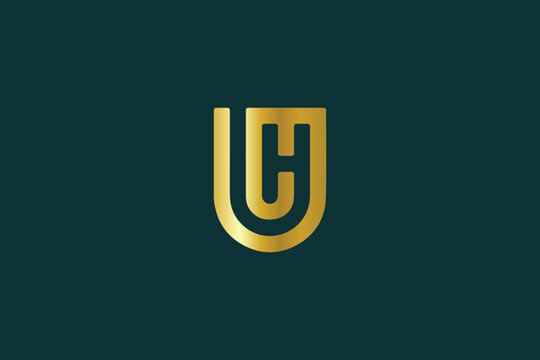 UCH letter golden typography brand logo design, Uh logo, uch golden logo, uh brand logo design