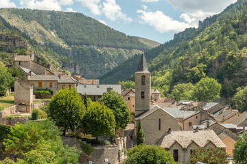 Fototapeta na wymiar The village of Sainte-Enimie in the Gorges du Tarn, one of the most beautiful villages in France.