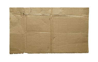 Piece of torn cardboard on a white background.Torn wrinkled cardboard used as a background design element. 