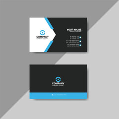 Simple modern blue and black color business card template design