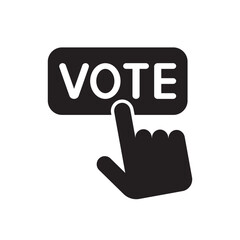 Hand pressing vote button icon, Polling, Voting election with hand sign, Pictogram flat design vector illustration