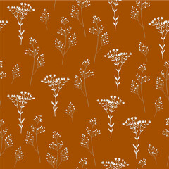 Romantic Wild Flowers seamless pattern. Botany vintage background. Elegant Meadow repeat artwork. Vector illustration