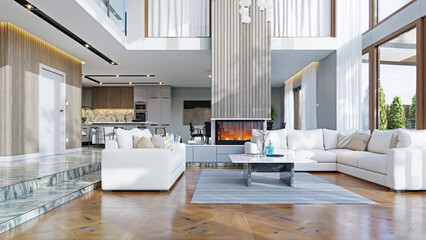 Modern living interior.