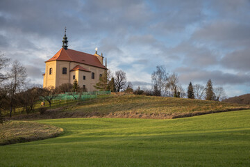 Fototapeta na wymiar A rural church in the Czech Central Highlands