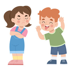 Illustration of a boy bullying a girl