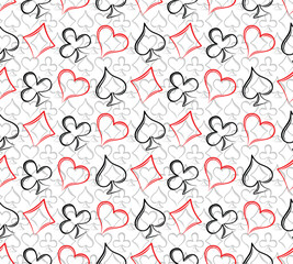 A Seamless Background with symbols of playing cards.
