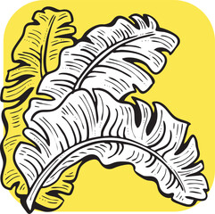 Obraz premium Banana leaves decorative vector elements for banner design, greeting card, holiday poster. Hand drawn illustration, botanical summer vacation theme. Nature ecological, romantic garden. relaxing spa.