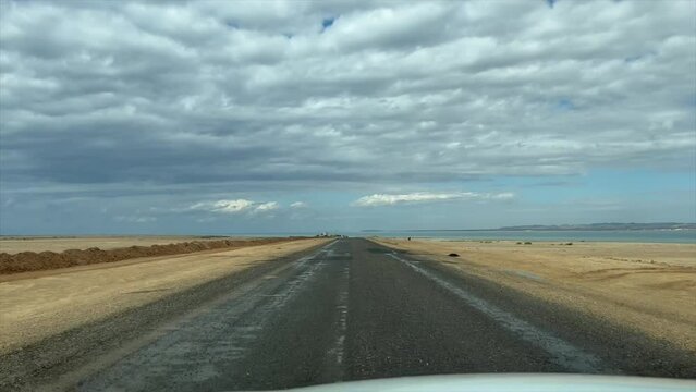 Driving through the flats in Saudi Arabia Yanbu