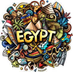 Egypt detailed lettering cartoon illustration