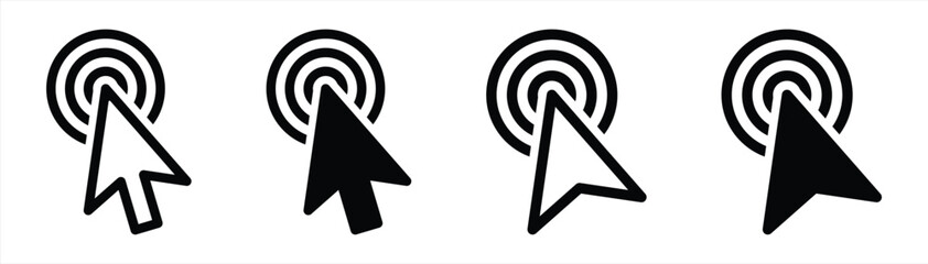 cursor icon set. mouse cursor click icon symbol sign, vector illustration