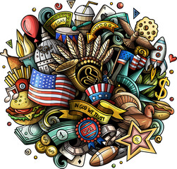 USA detailed cartoon illustration