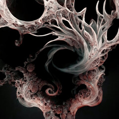 3D illustration; Detailed abstract floating fractal background