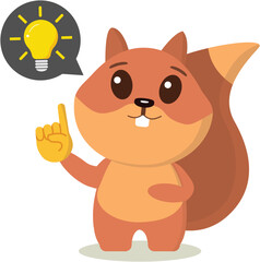 Fototapeta premium Squirrel generates ideas. Vector graphics on the topic of mental activity