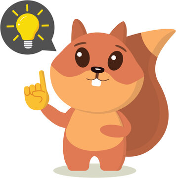 Squirrel generates ideas. Vector graphics on the topic of mental activity