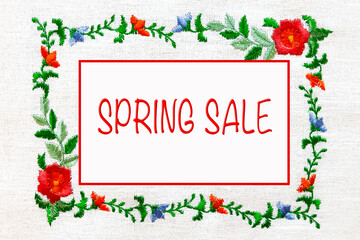 Spring frame in the form of flowers and petals.