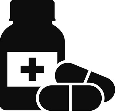 Medical bottle and pills vector icon