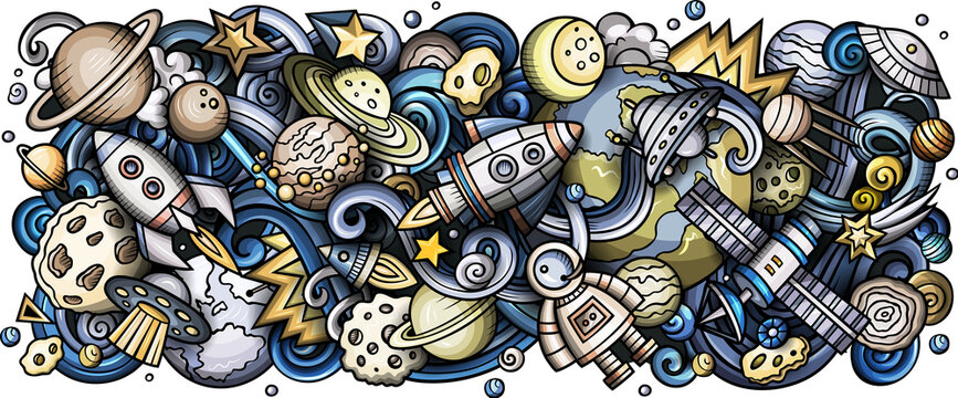 Outer Space detailed cartoon illustration